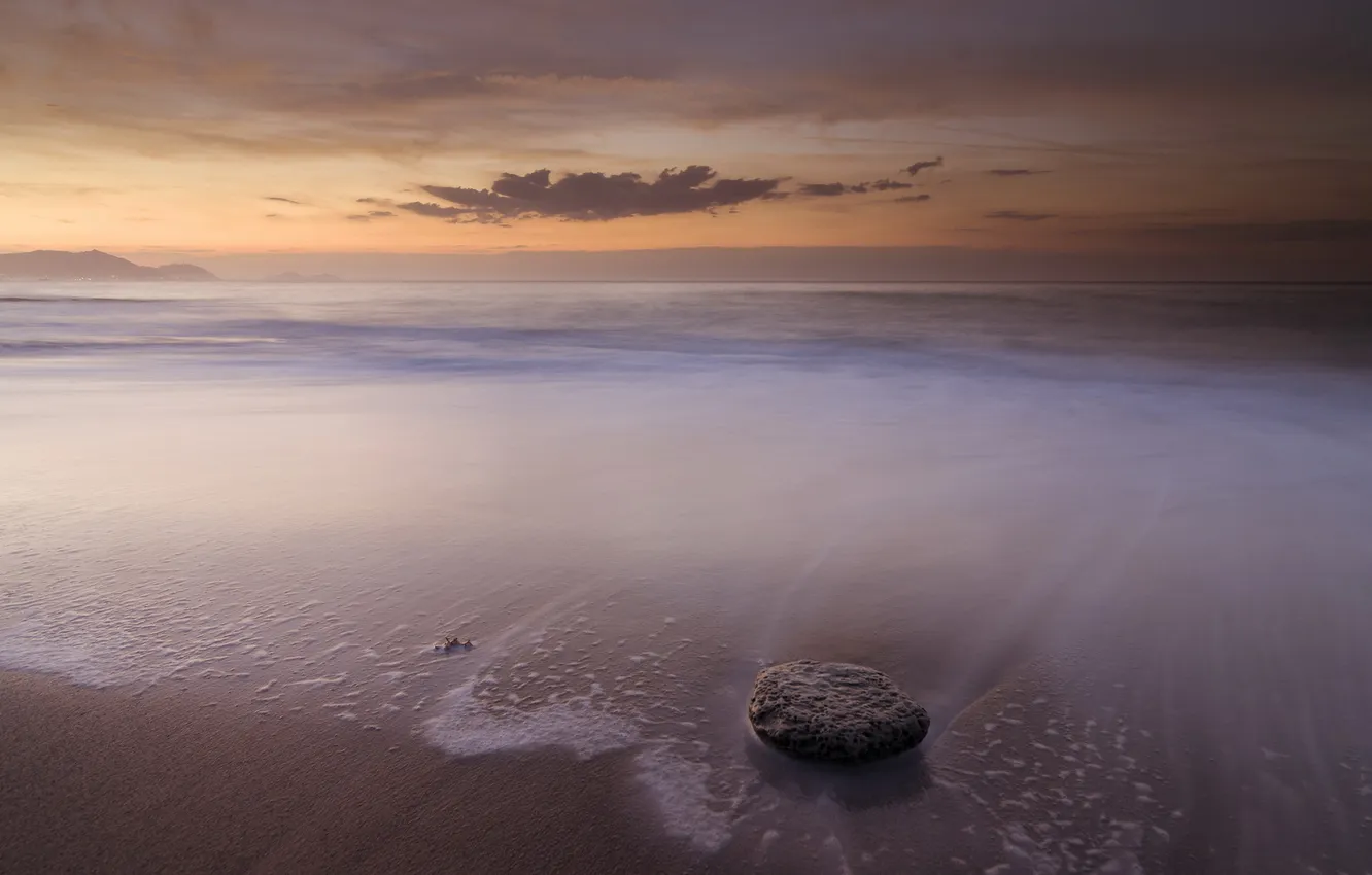 Photo wallpaper sea, landscape, sunset, rocks