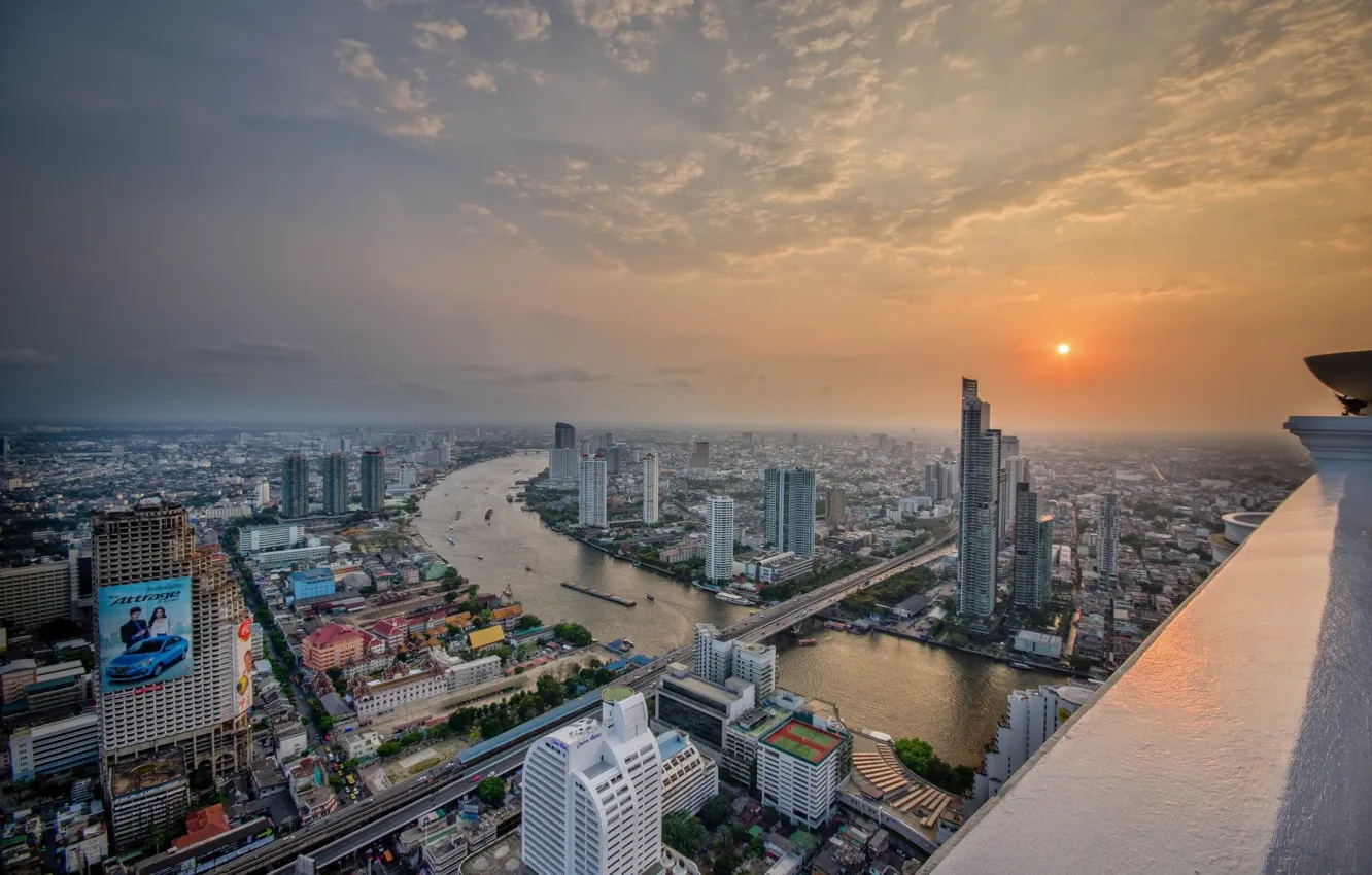 Photo wallpaper the city, morning, Thailand, Bangkok, the view from the top