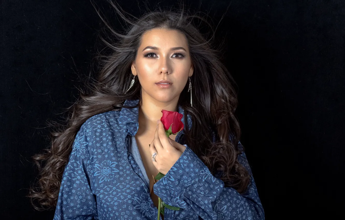 Photo wallpaper girl, portrait, roses