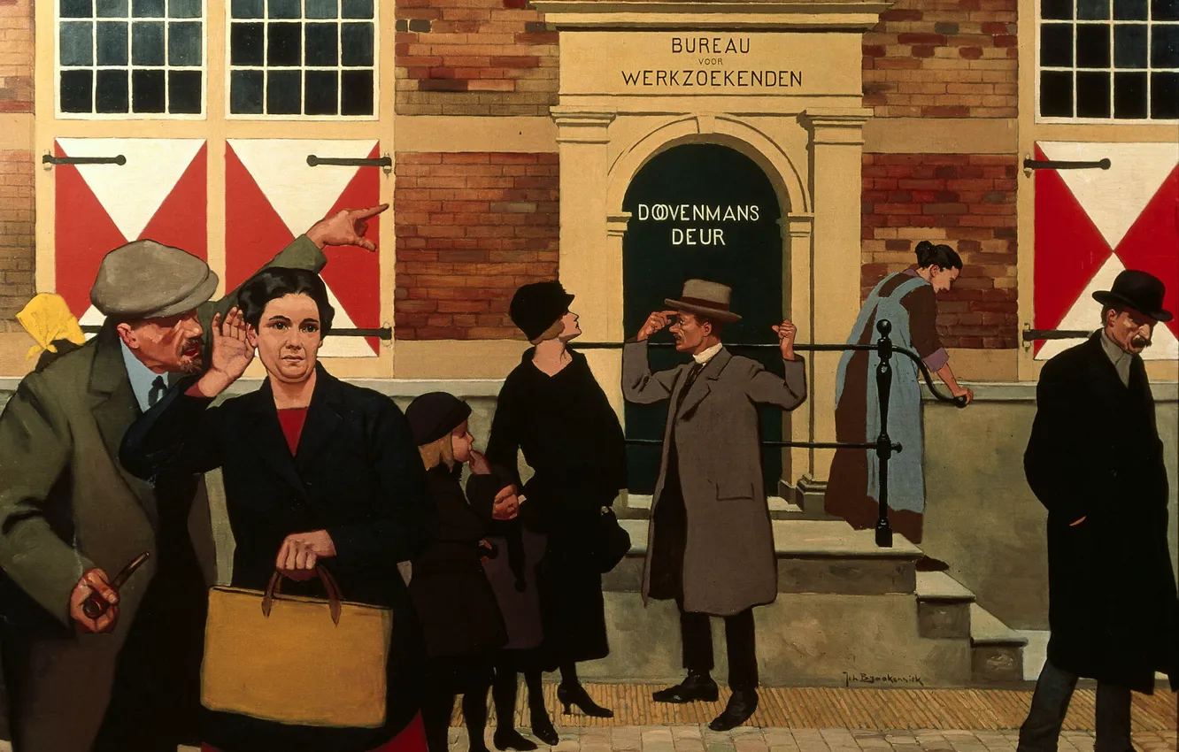 Photo wallpaper picture, genre, Unemployment during the great Depression, Johan Braakensiek