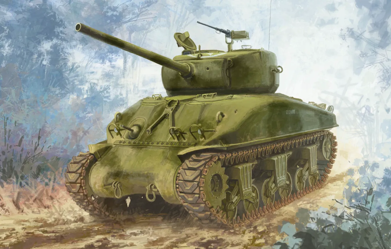 Photo wallpaper USA, Sherman, the main American medium tank, M4A1(76)W