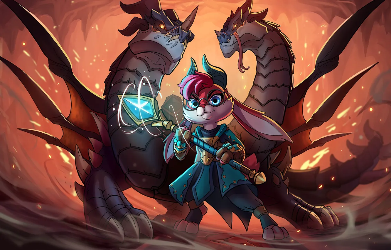 Photo wallpaper dragon, the game, rabbit, Paladins