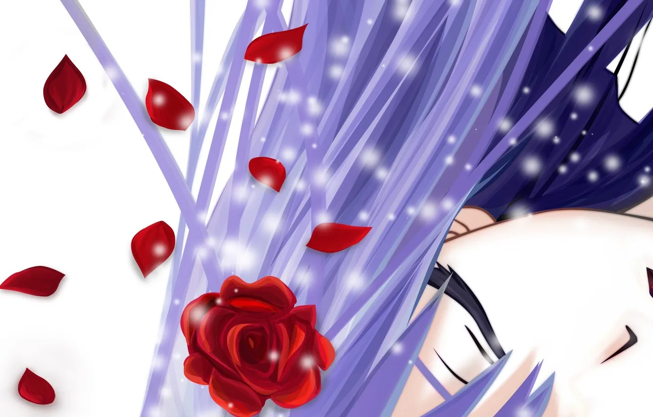 Photo wallpaper girl, face, rose, petals, art, Vampire Knight, Shizuka herself
