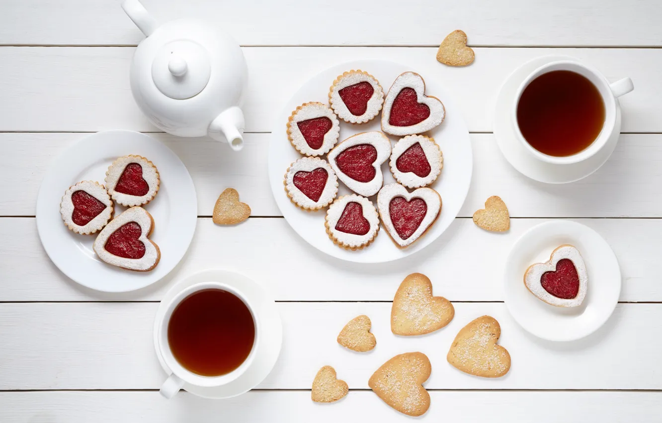 Photo wallpaper heart, food, valentine's day, breakfast