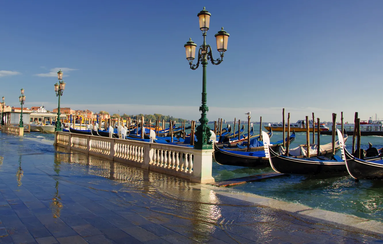 Photo wallpaper lights, Italy, Venice, Italy, gondola, Venice, Italia, Venice
