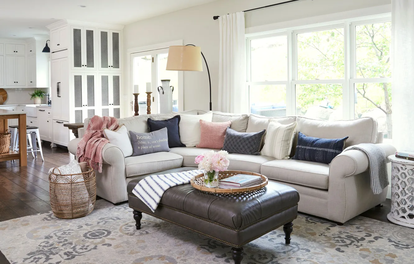 Photo wallpaper design, style, interior, pillow, kitchen, sofa, living room