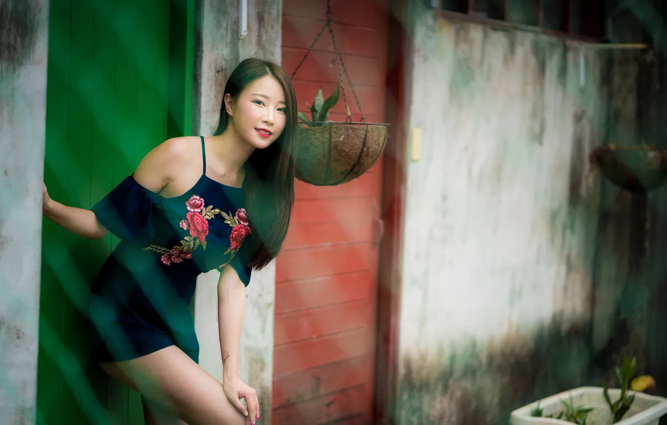 Photo wallpaper look, pose, model, portrait, makeup, figure, dress, hairstyle