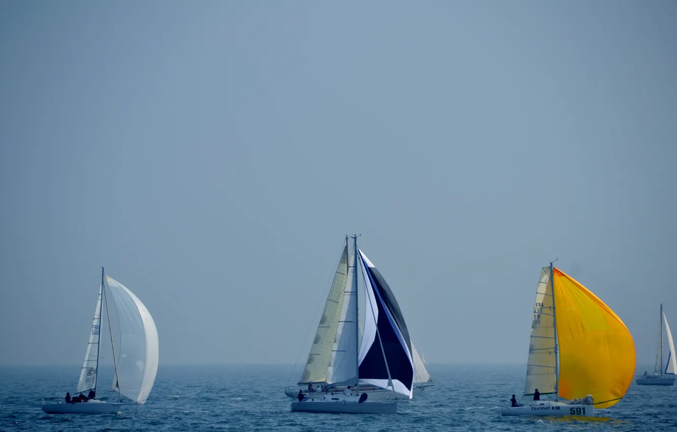 Photo wallpaper sea, the sky, boat, yacht, sail
