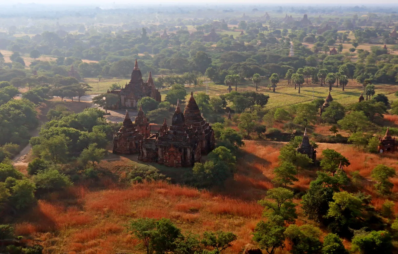 Photo wallpaper landscape, nature, the city, pagoda, Myanmar, Pagan, Bagan