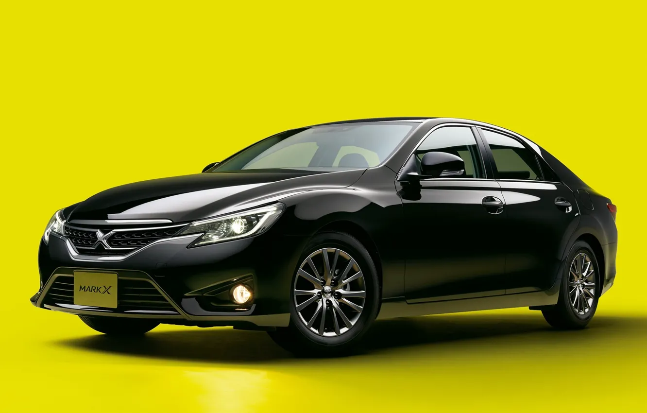 Photo wallpaper black, Toyota, car, yellow background, Mark X 2