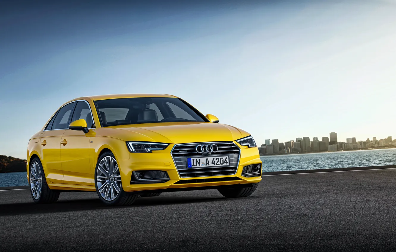 Photo wallpaper yellow, Audi, Audi, sedan, yellow, quattro, TFSI, 2015