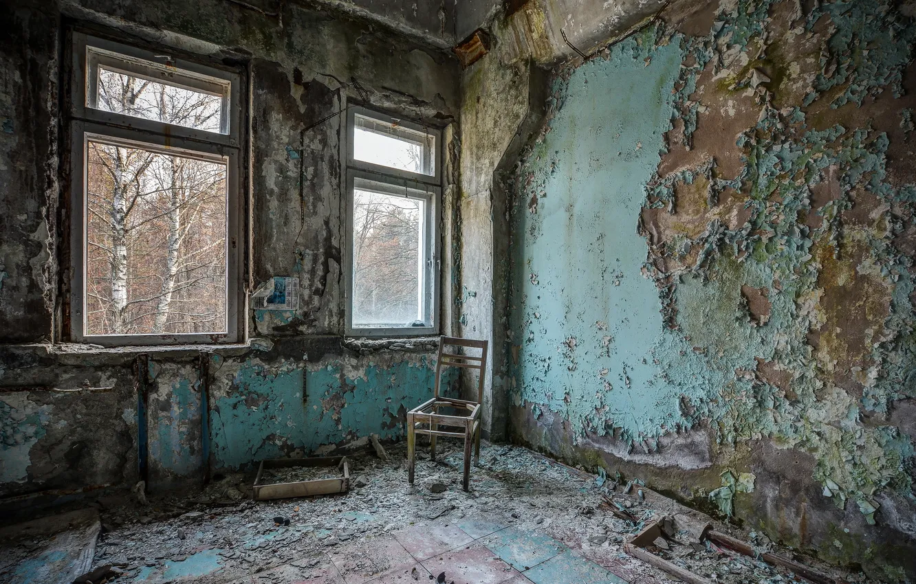 Photo wallpaper room, window, chair