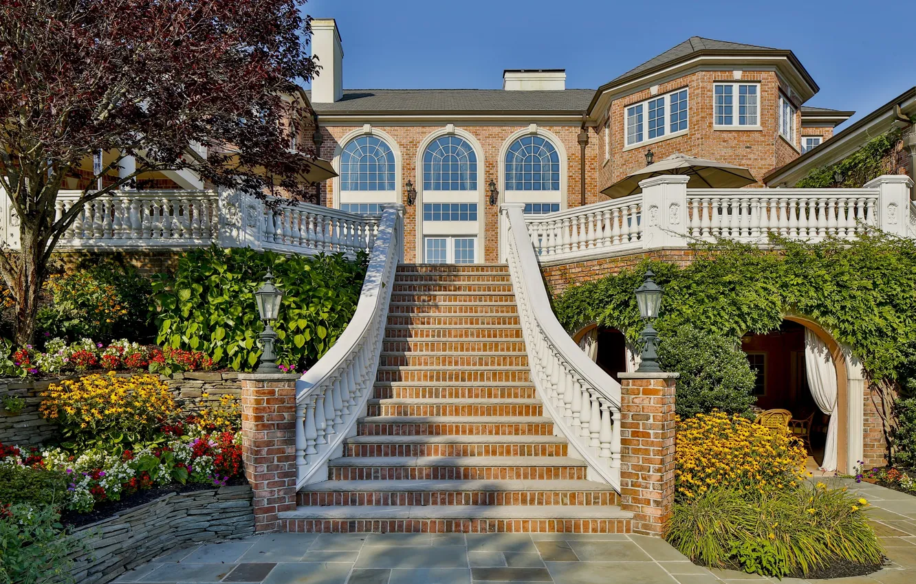 Photo wallpaper Villa, home, ladder, mansion