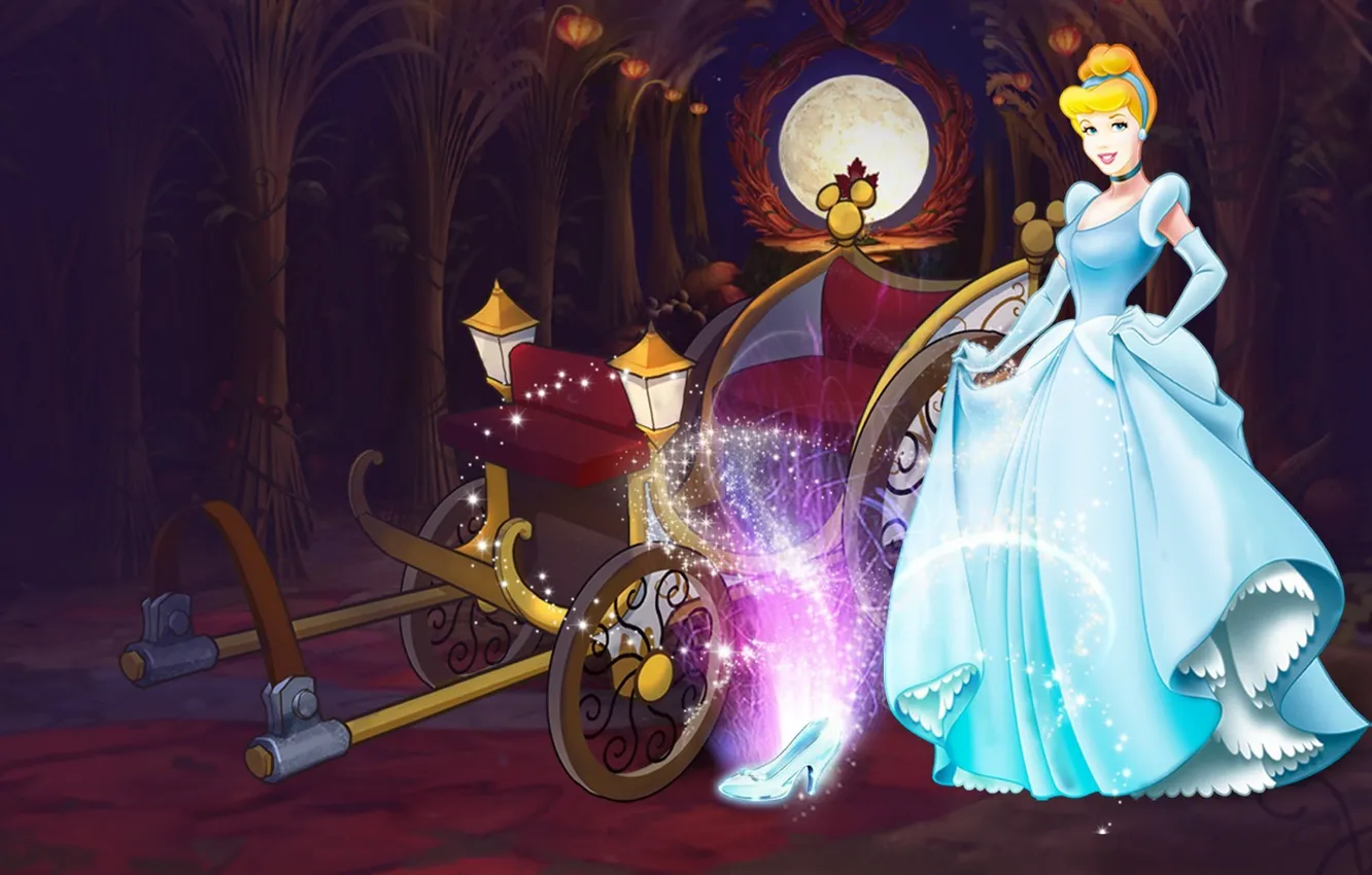 Photo wallpaper lights, tale, dress, pumpkin, coach, Disney, twilight, Halloween