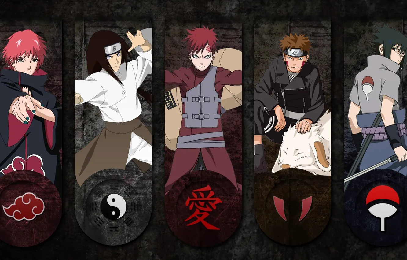 Photo wallpaper Kiba, sword, logo, game, Sasuke, Naruto, anime, katana