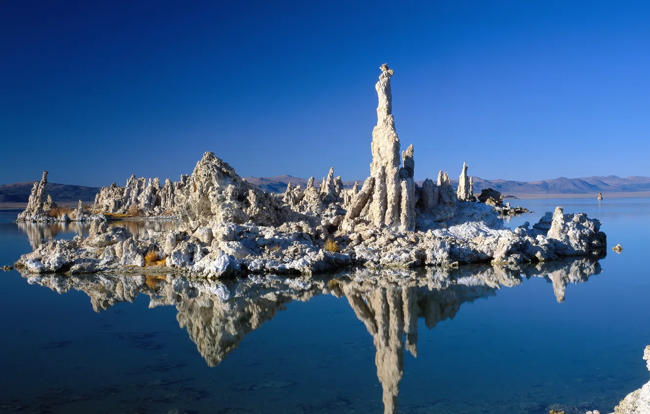 Photo wallpaper the sky, mountains, lake, reflection