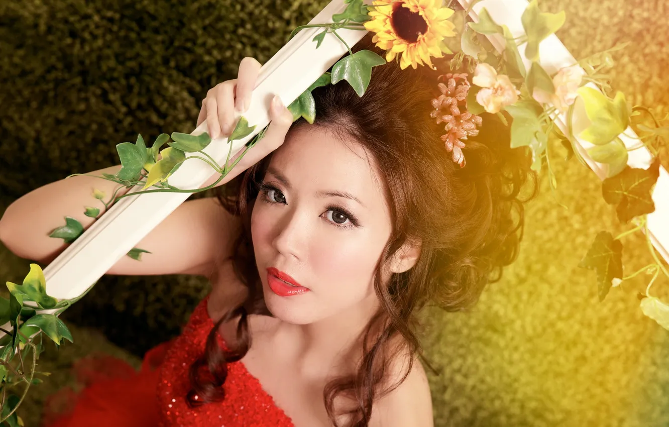 Photo wallpaper girl, background, Asian