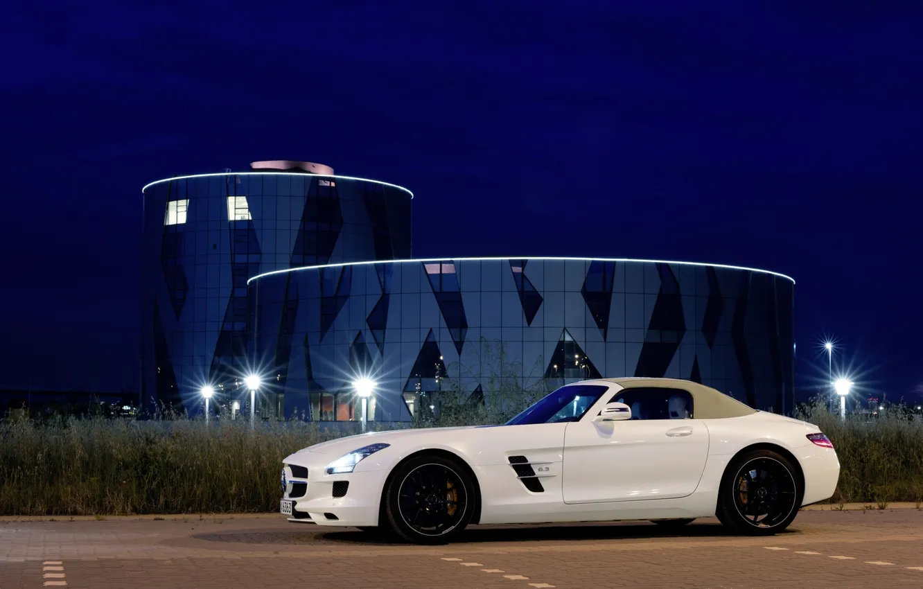 Photo wallpaper white, Mercedes-Benz, Mercedes, AMG, SLS