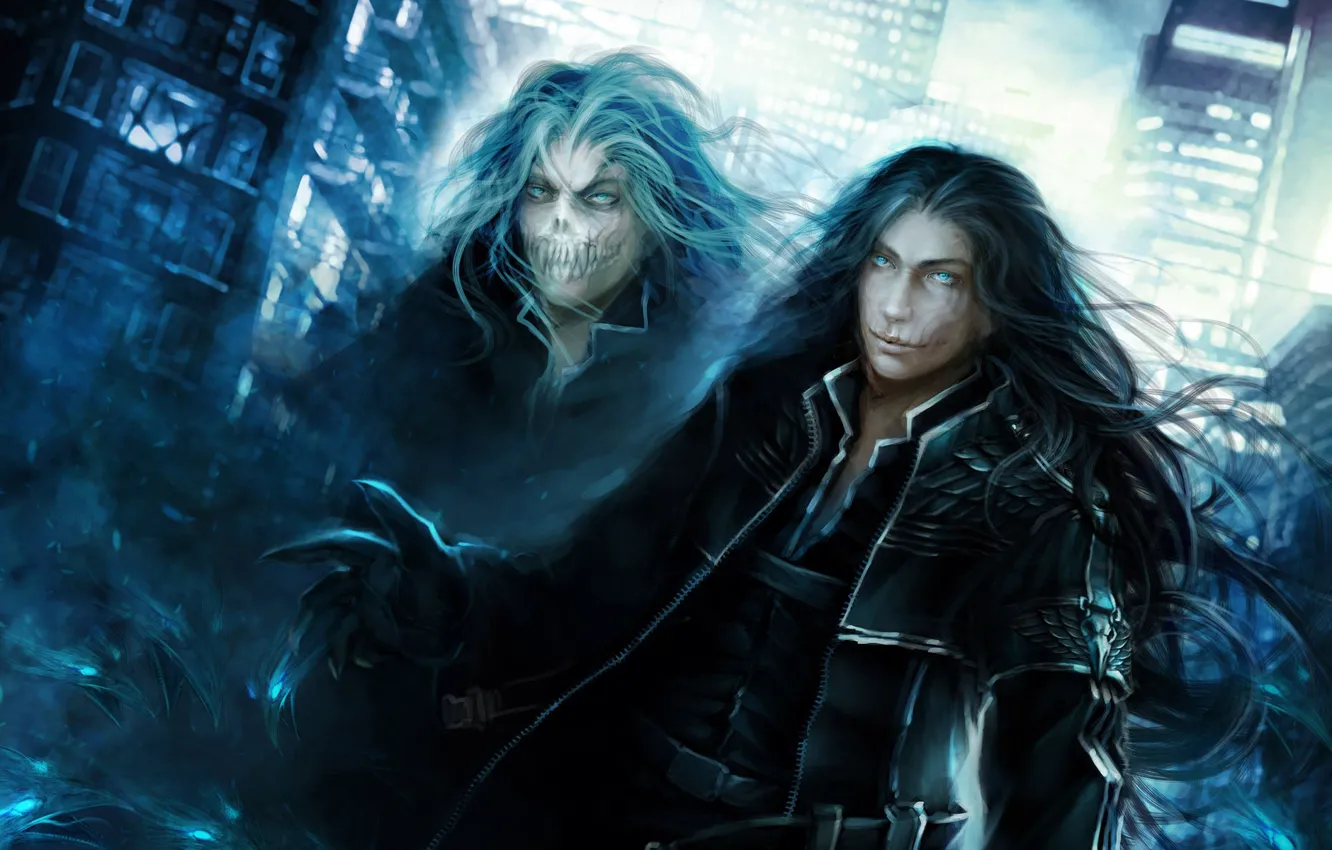 Photo wallpaper night, the city, hair, freak, monster, fangs, male