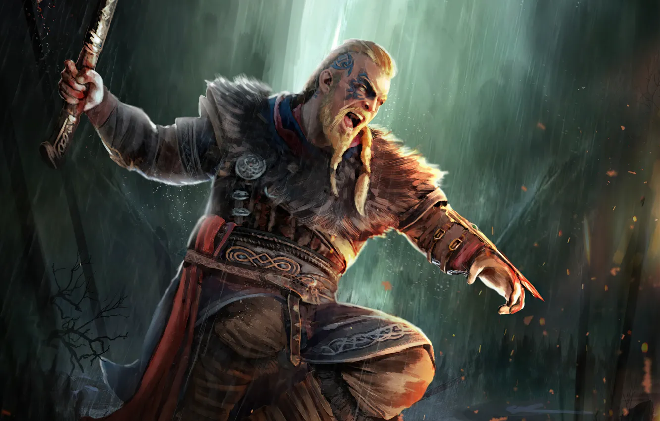 Photo wallpaper axe, the game, warrior, art, axe, Creek, games, art