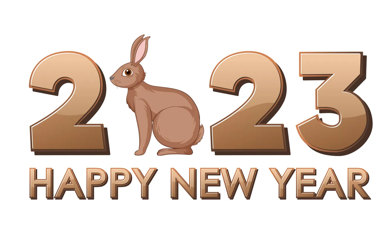 Photo wallpaper the inscription, hare, rabbit, Christmas, figures, white background, New year, date