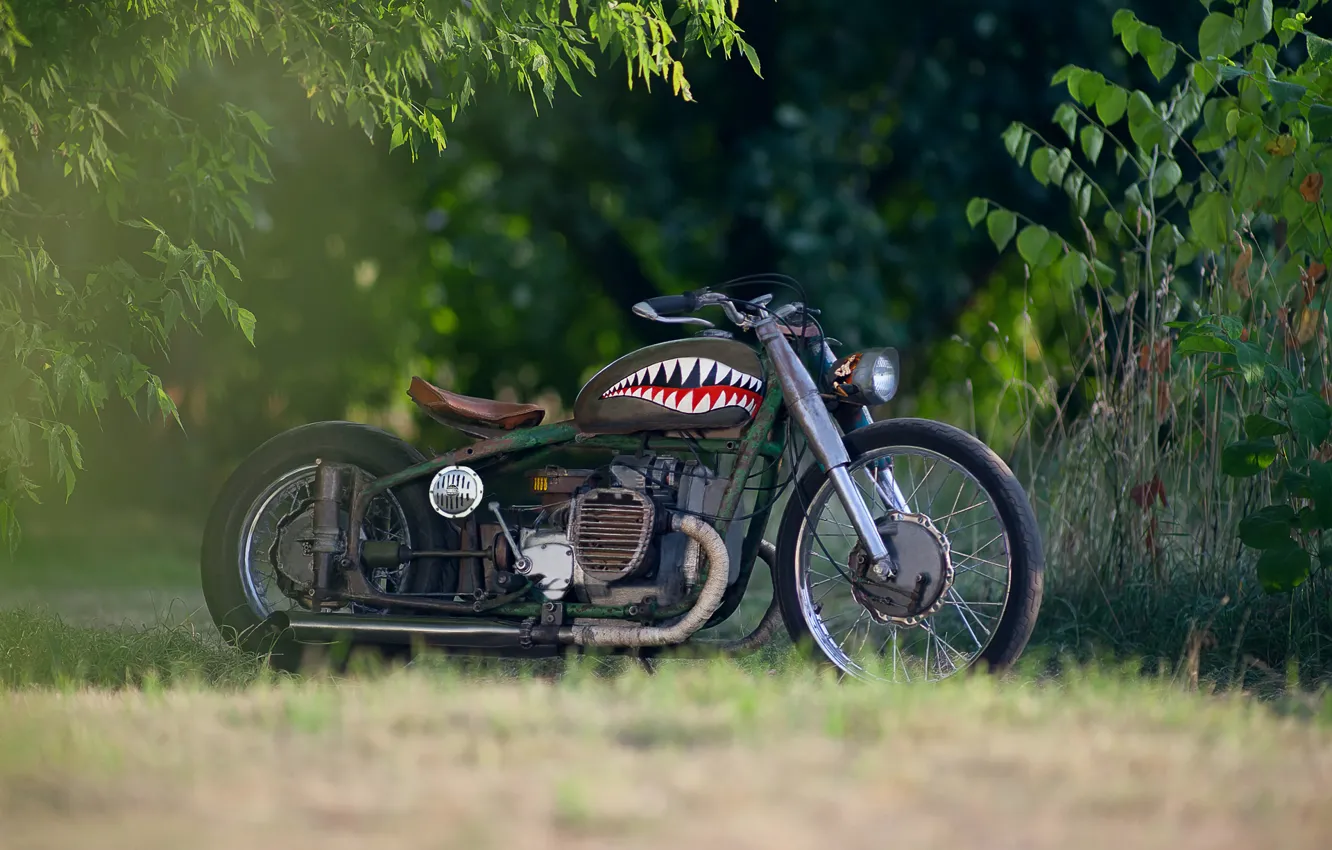 Photo wallpaper blur, base, motorcycle, steampunk, airbrushing, moto, bike, style