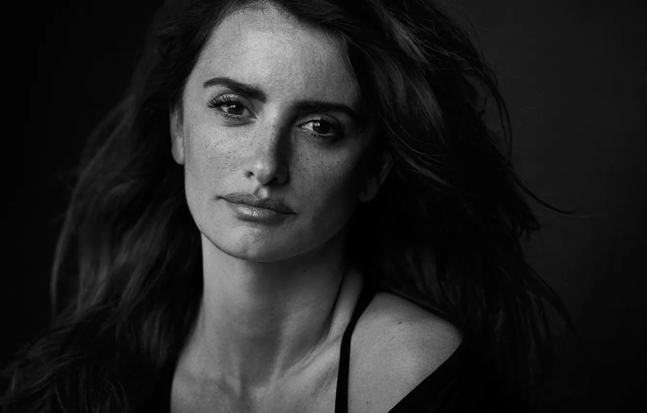 Photo wallpaper photo, model, portrait, makeup, actress, brunette, hairstyle, black and white