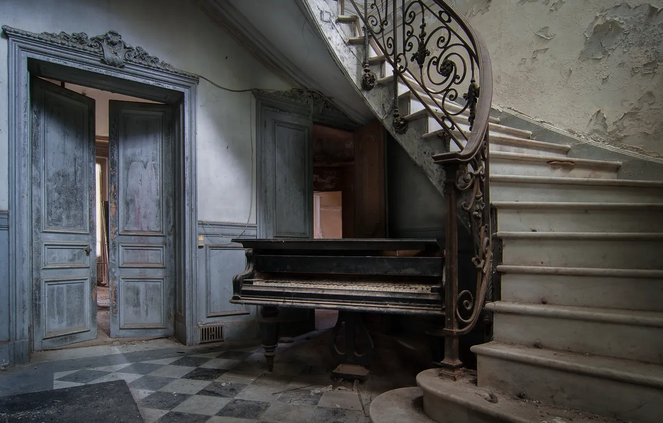 Photo wallpaper music, the door, piano