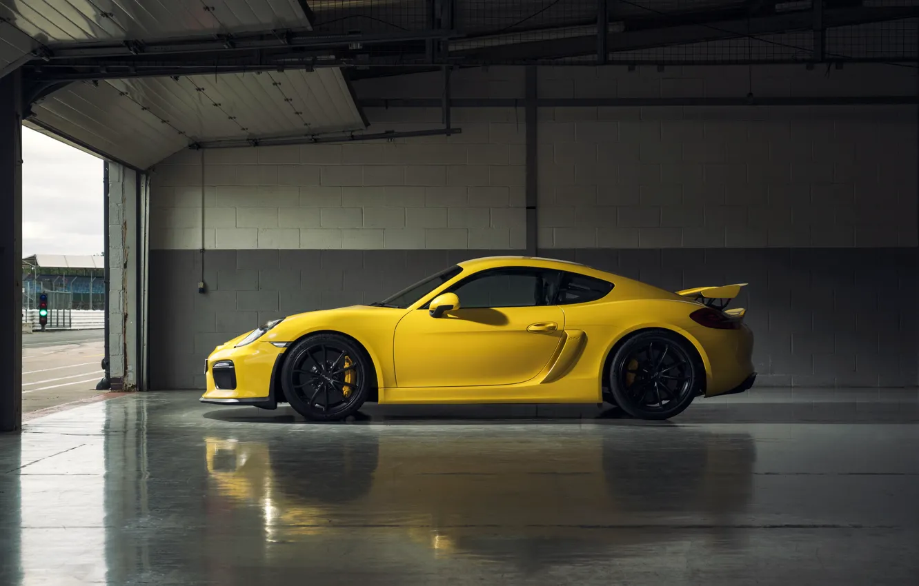 Photo wallpaper yellow, Porsche, Cayman, Porsche, GT4, Caiman