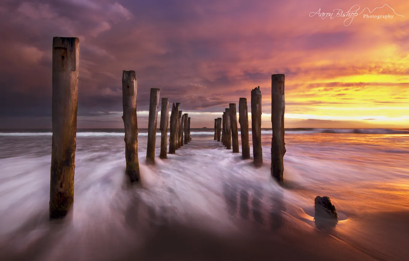 Photo wallpaper beach, the sky, clouds, Nature, the evening, excerpt, New Zealand, South island