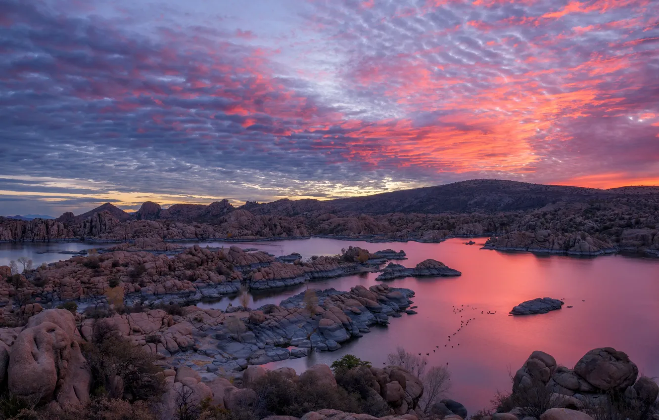 Photo wallpaper sunset, rocks, AZ, USA