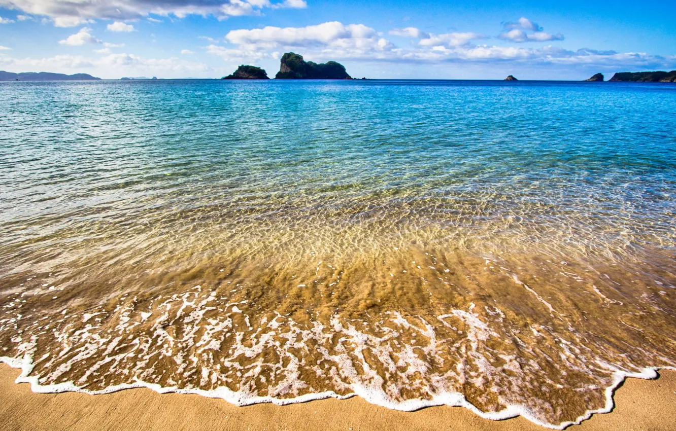 Photo wallpaper Peninsula, New-Zealand, transparency, the ocean, water, Coromandel, beach, beach