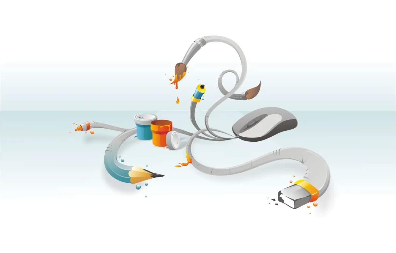 Photo wallpaper white, design, mouse