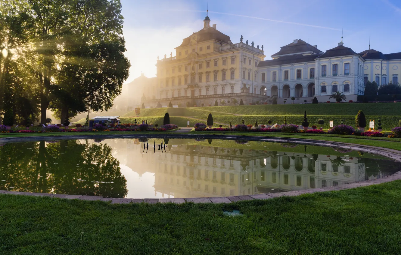 Photo wallpaper nature, pond, Park, photo, lawn, home, Germany, in Ludwigsburg