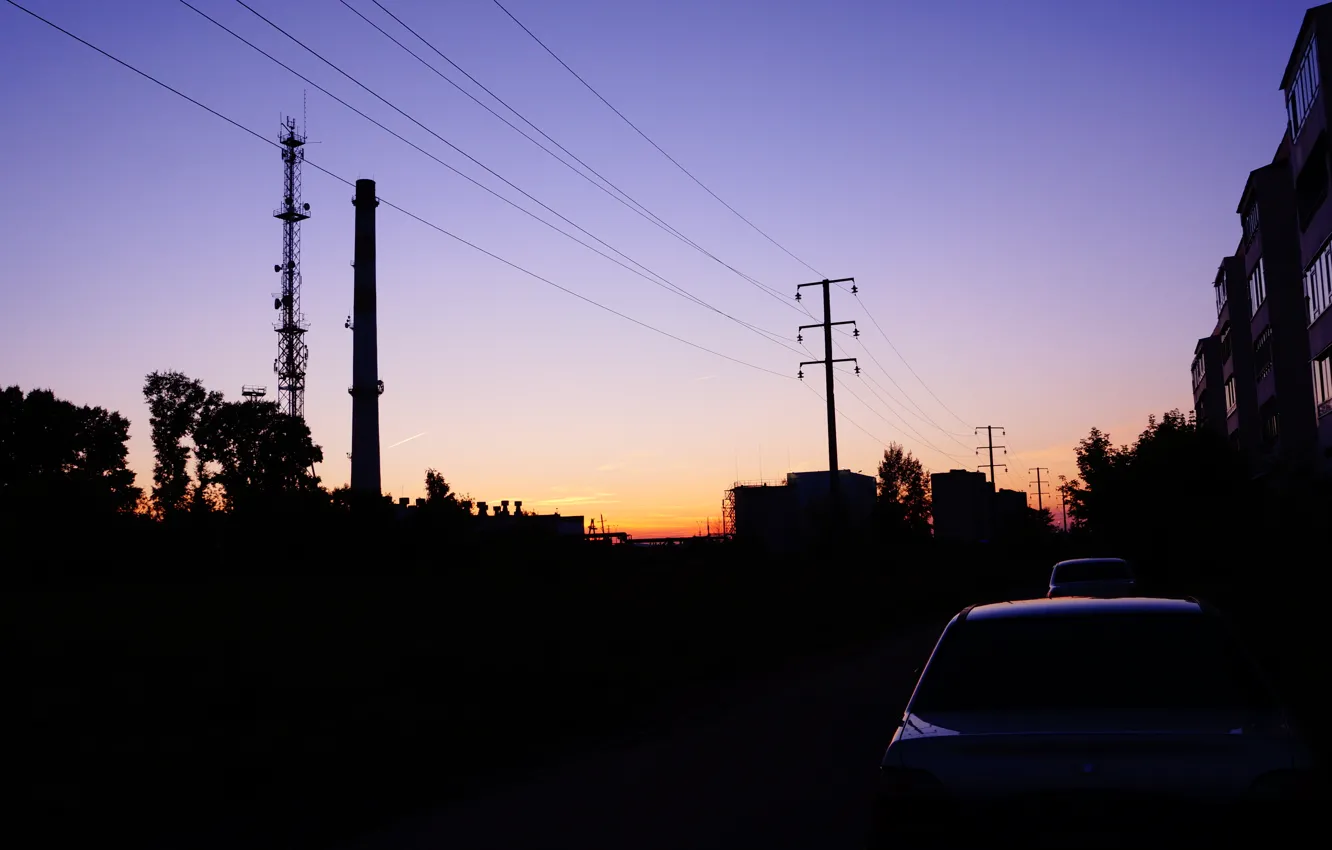 Photo wallpaper road, sunset, the city, the evening, CHP, Outskirts