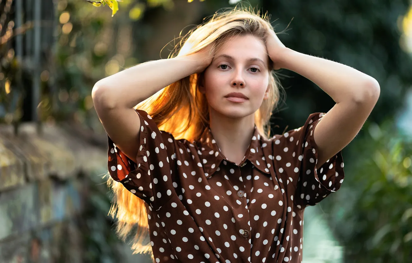 Photo wallpaper look, girl, model, hair, dress, Liliya