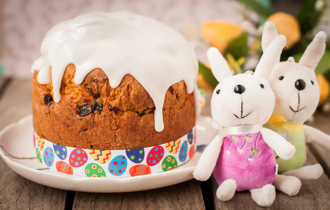 Photo wallpaper toy, rabbit, Easter, cake