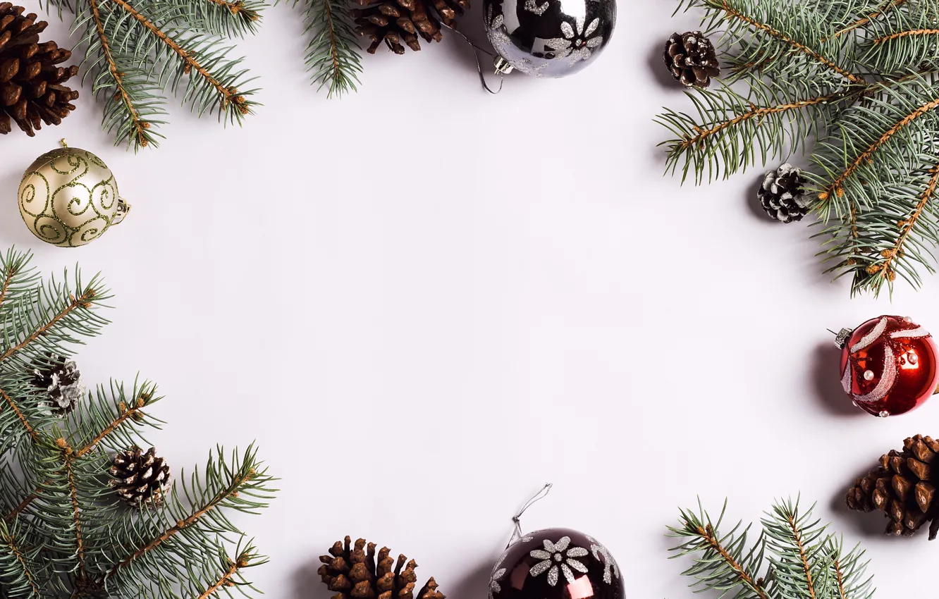 Photo wallpaper decoration, balls, tree, New Year, Christmas, happy, Christmas, balls