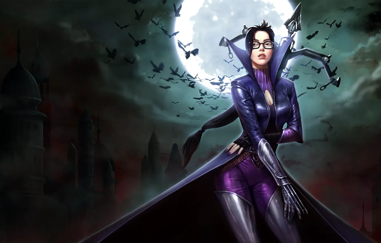 Photo wallpaper Look, Birds, Cloak, Art, Splash, The full moon, League of Legends, LoL