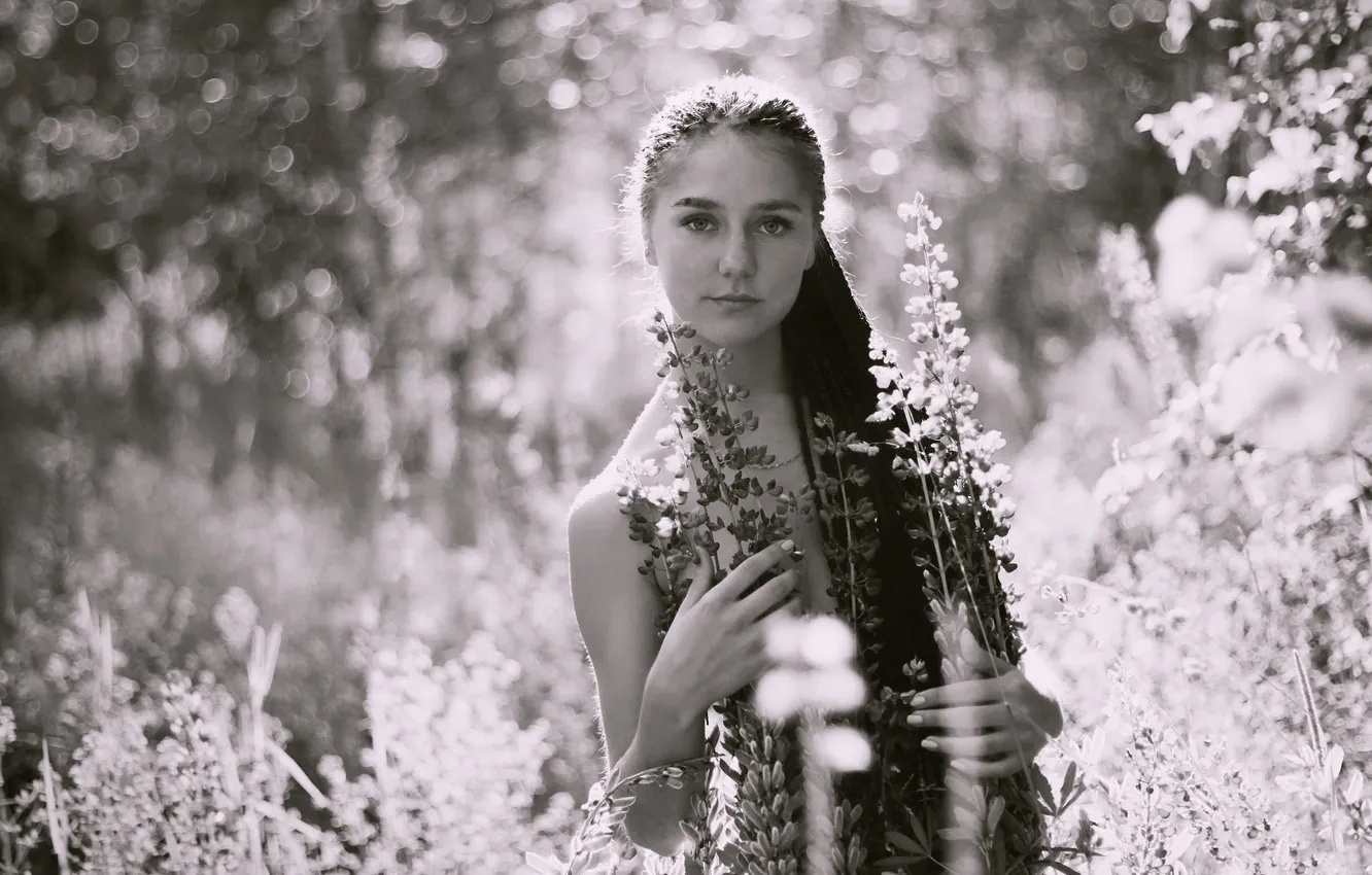 Photo wallpaper look, nature, portrait, bokeh, Alina