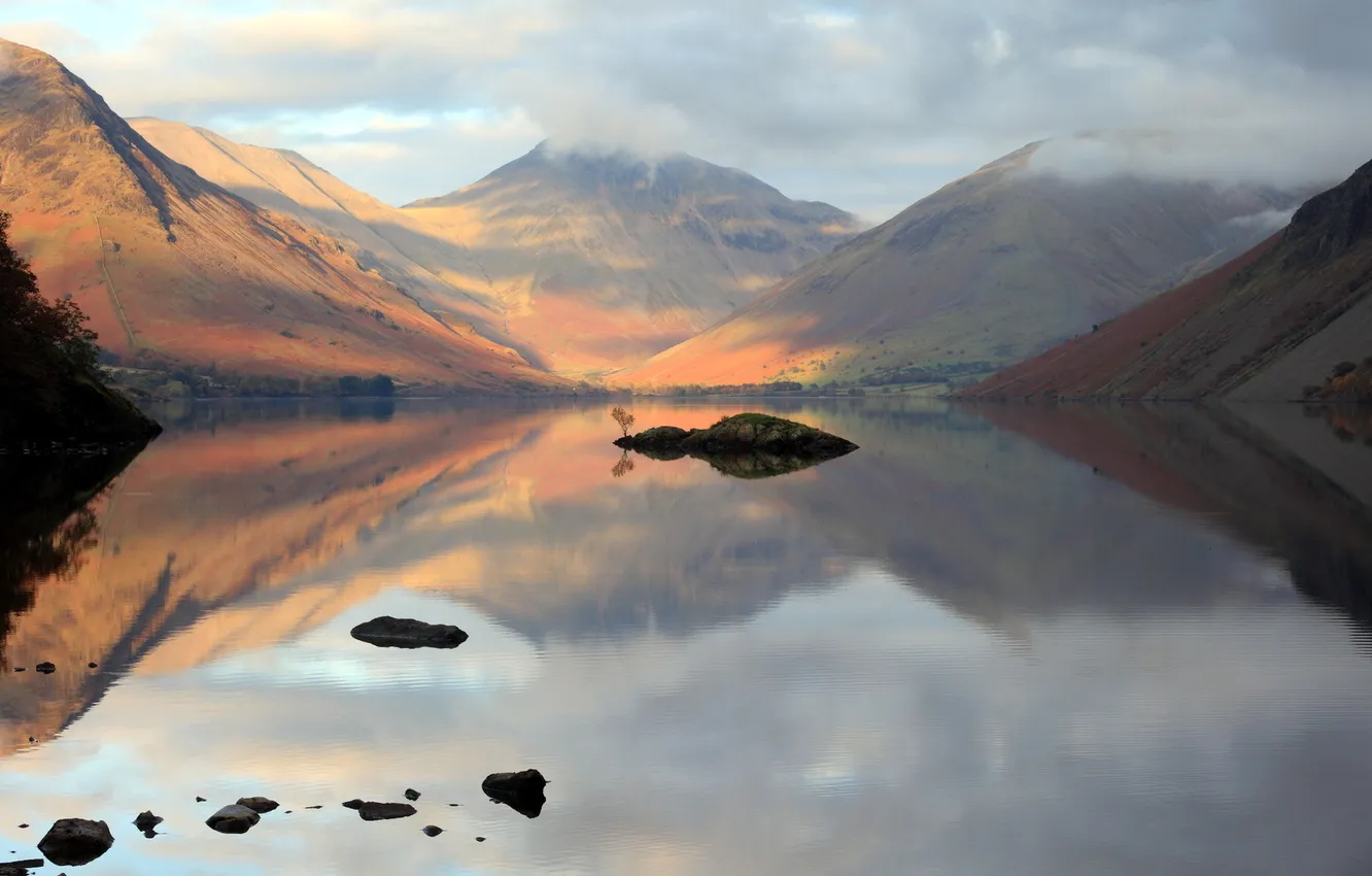 Photo wallpaper landscape, mountains, lake