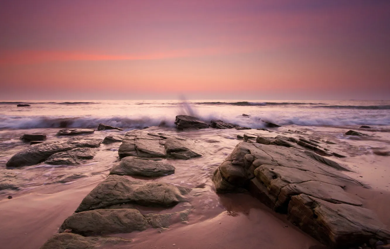 Photo wallpaper sea, landscape, sunset