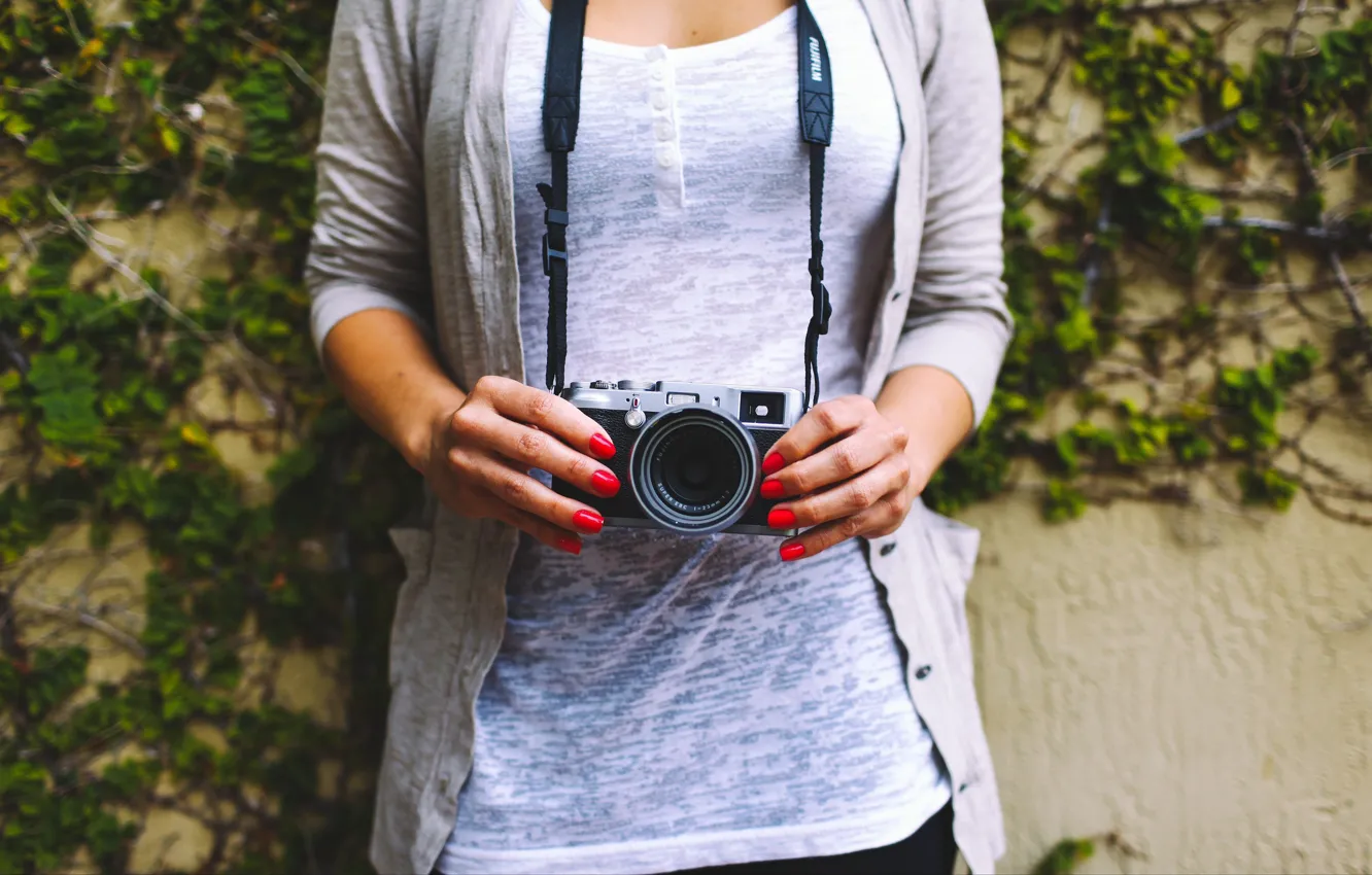 Photo wallpaper girl, camera, the camera