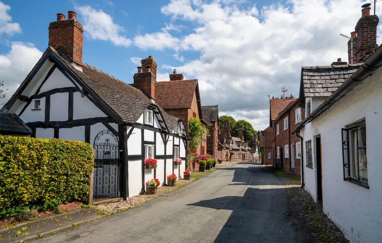 Photo wallpaper street, England, home, Great Budworth