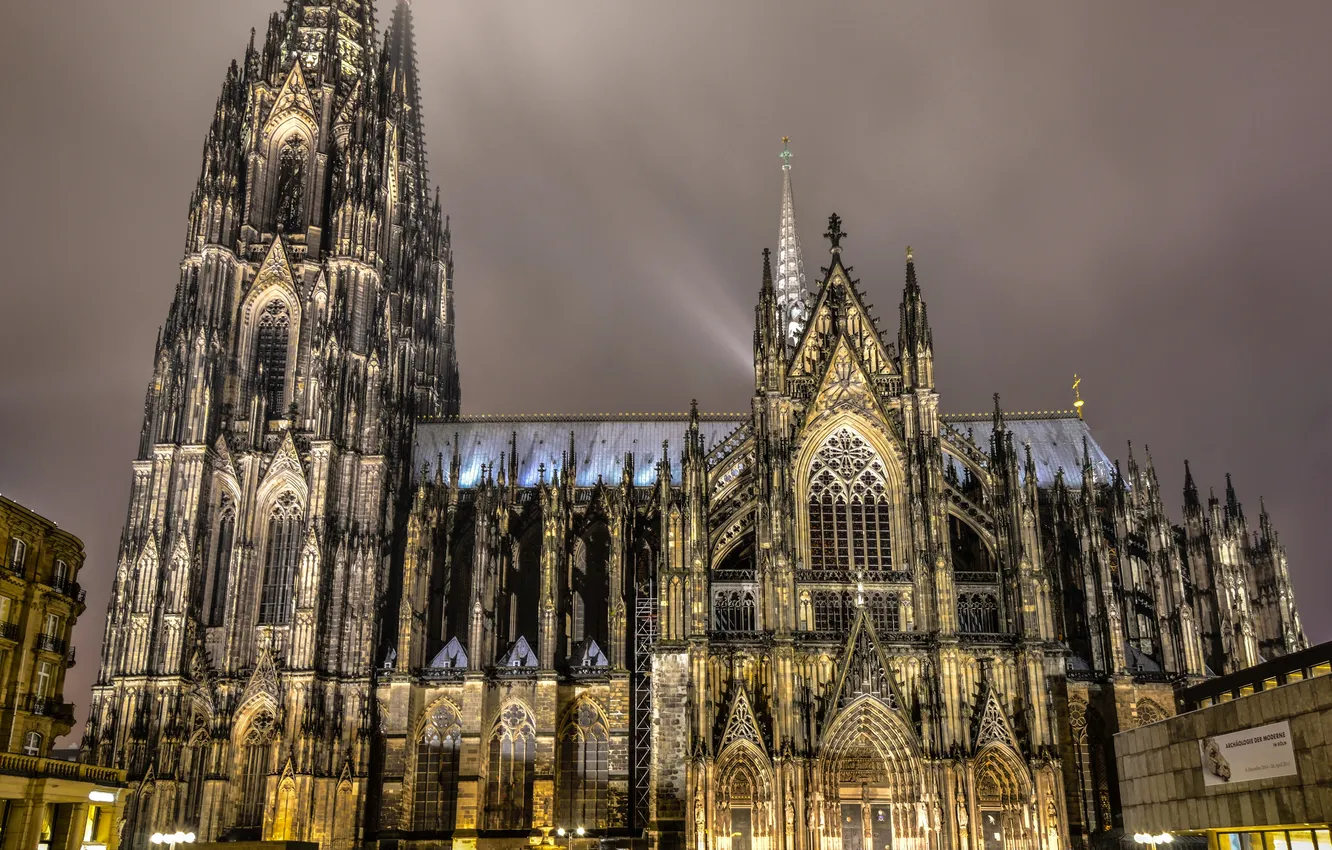 Photo wallpaper the sky, night, Gothic, Germany, lighting, architecture, Germany, gothic
