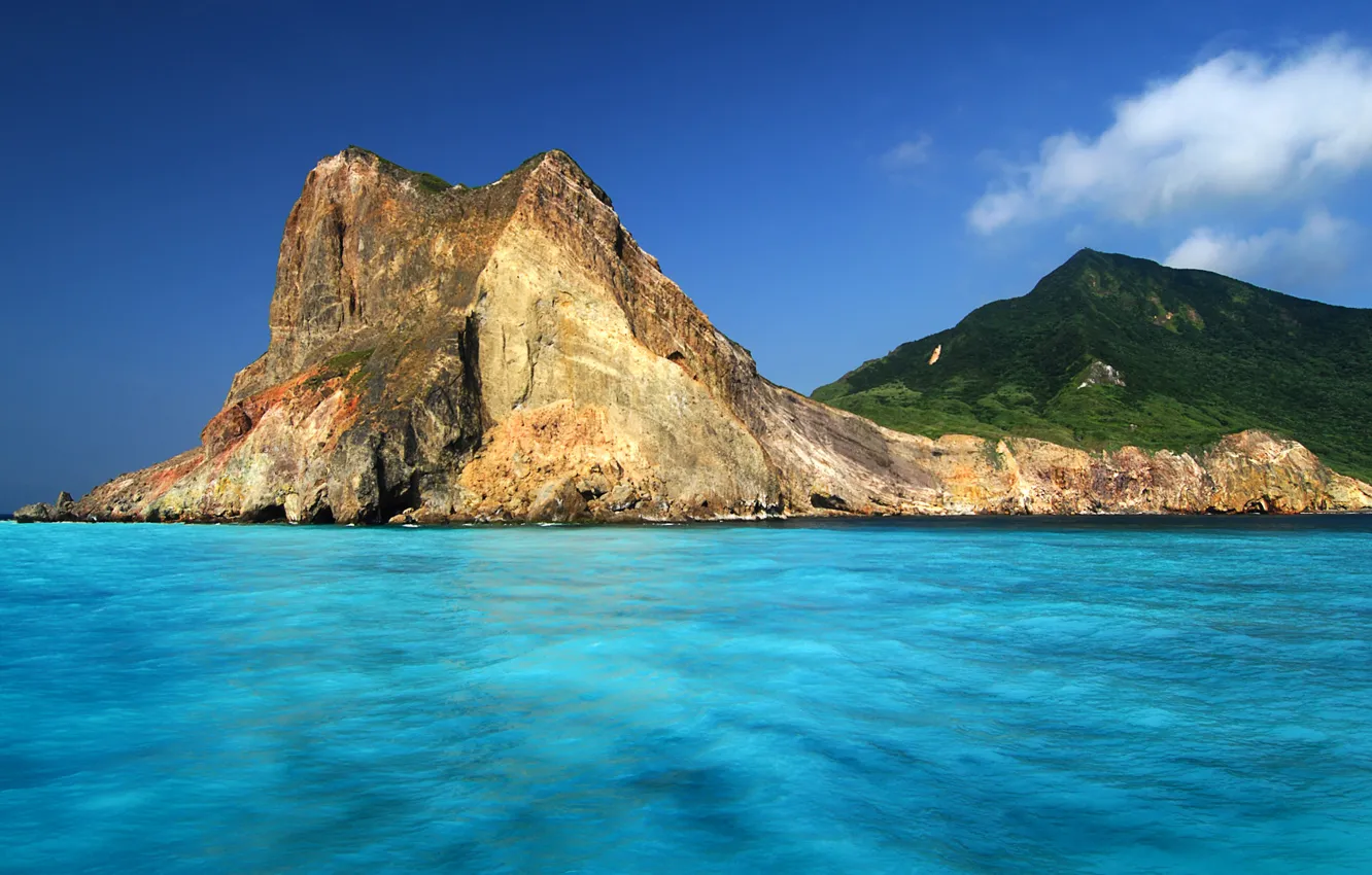 Photo wallpaper sea, the sky, landscape, mountains