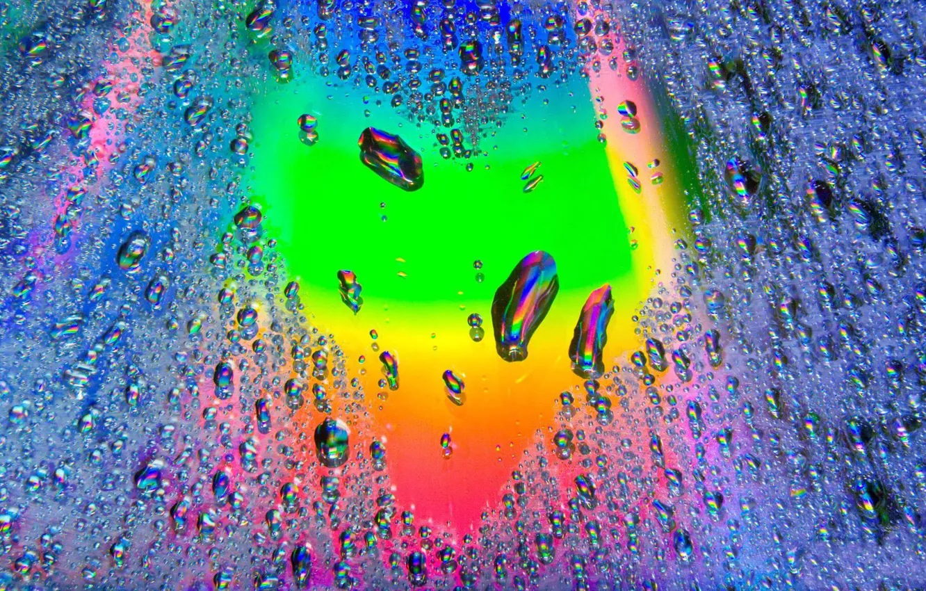 Photo wallpaper Drops, Heart, Rainbow