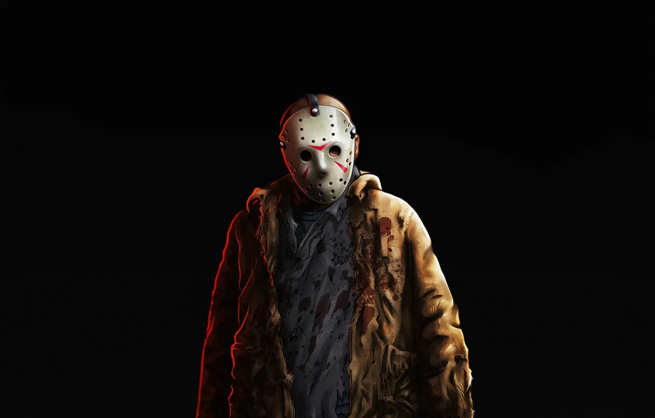 Photo wallpaper background, minimalism, mask, art, horror, Jason Voorhees, characters, Jason Voorhees