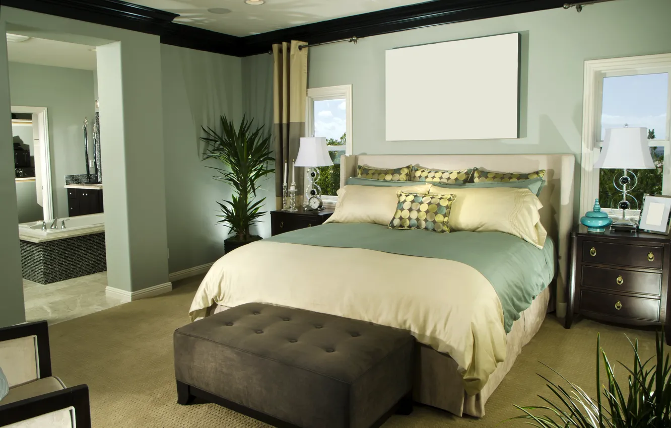 Photo wallpaper bed, interior, bedroom, bathroom