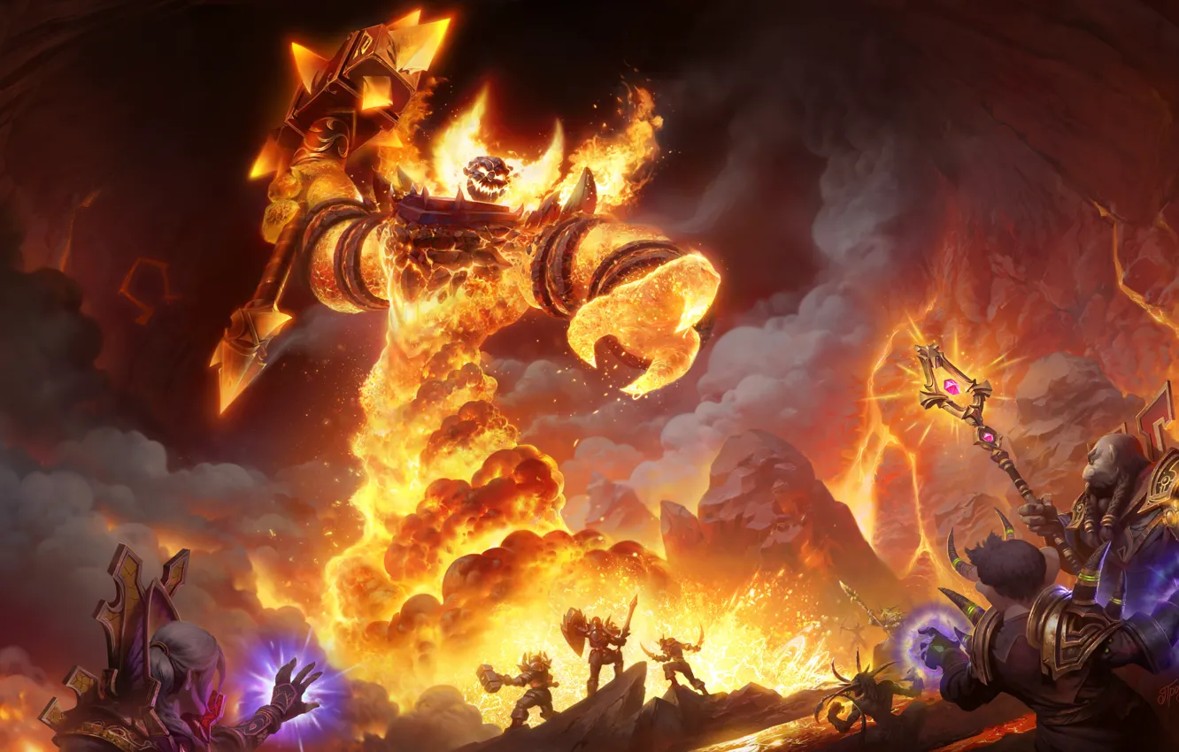Photo wallpaper World of Warcraft, warcraft, Blizzard Entertainment, ragnaros, molten core, WoW Classic, sulfuras